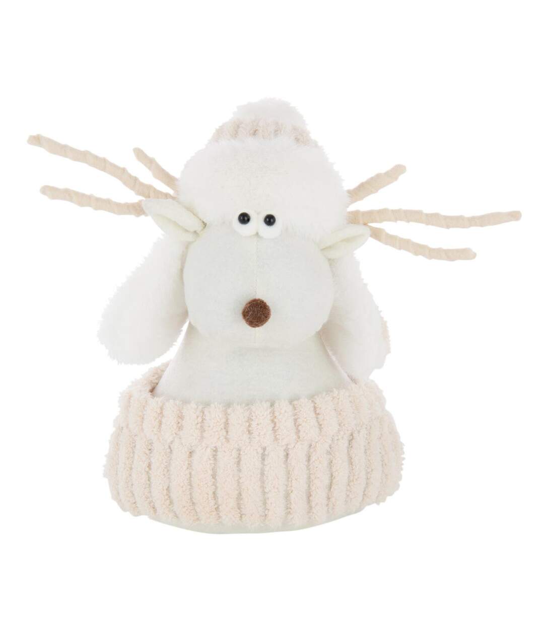 Renne Déco en Tissu Cosy 28cm Blanc-1