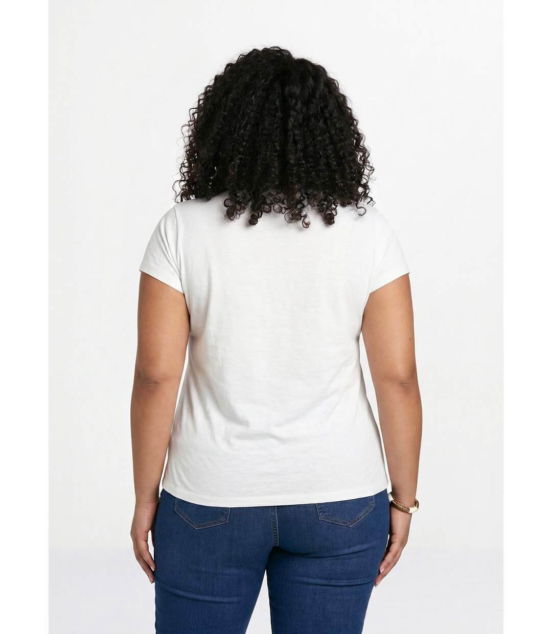 T-shirt court uni clouté maille flammée-2