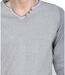 Pull gris pour homme à  manches longues - Confortable et stylé avec col en V pour un look décontracté-4