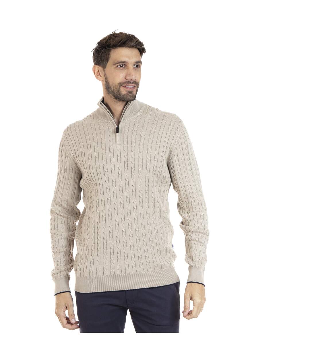 Pull col camioneur  en coton LANO-1