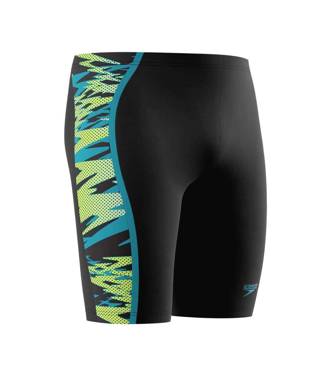 Mens Hyperboom Splice Patterned Mid Rise Jammer Shorts Black Speedo-3