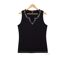 Débardeur femme MAYFLOWER REFAT : Tee-shirt sans manches noir en coton et col strass-2