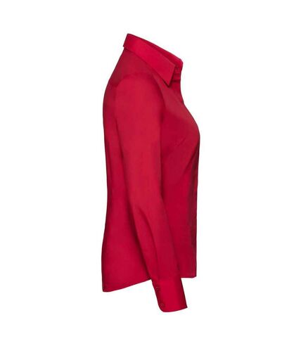 Womens/ladies poplin fitted long-sleeved formal shirt classic red Russell Collection