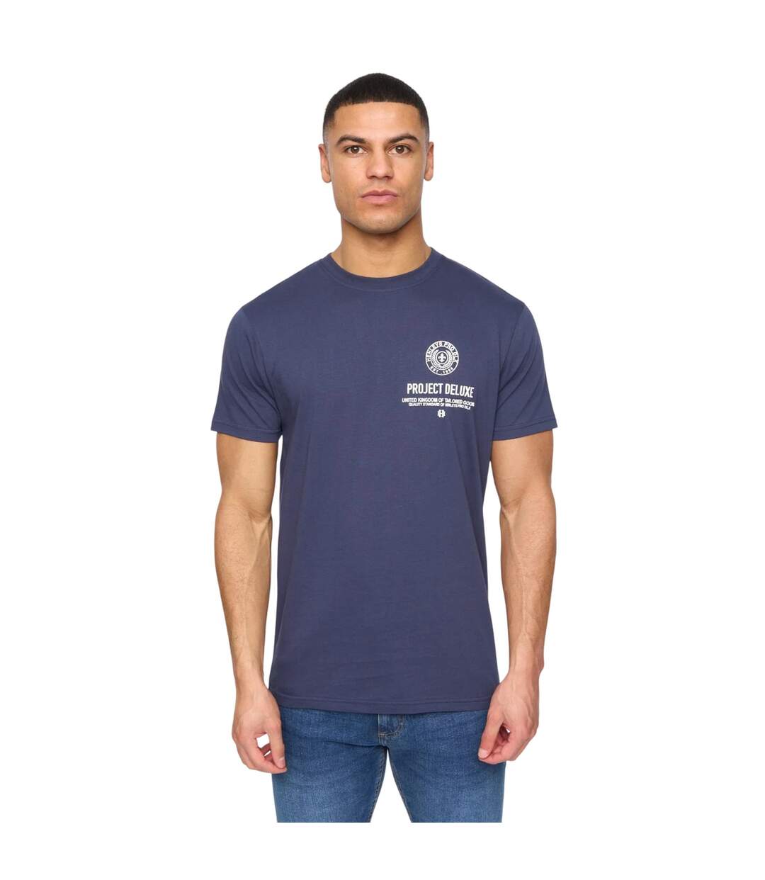 Mens henstamp cotton t-shirt navy Henleys-1