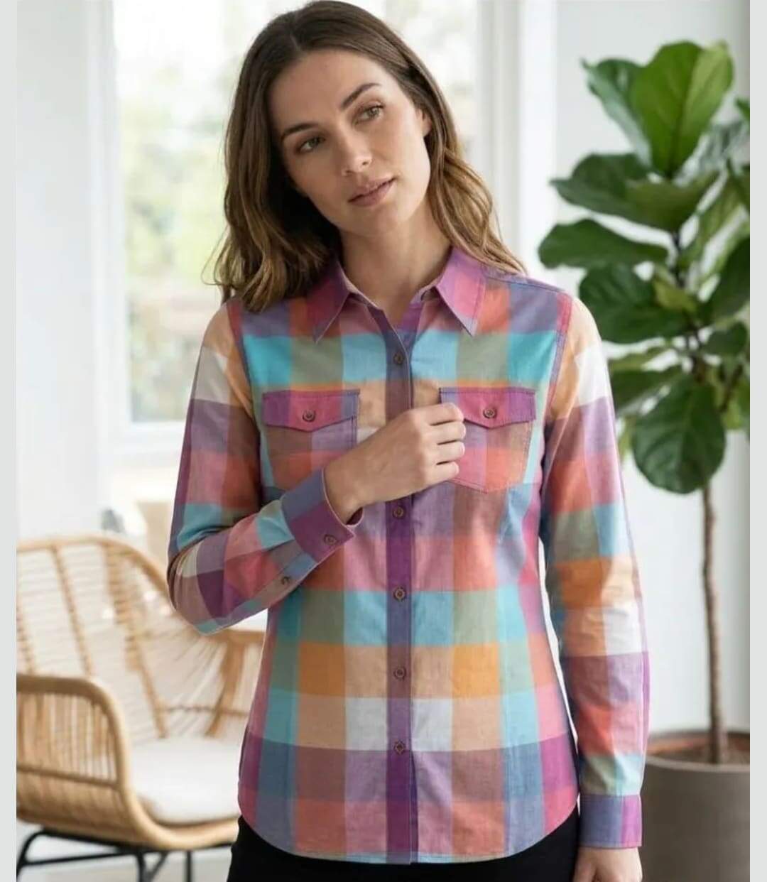 Chemisier Femme 100% Coton Landry1 Détails Boutons Bois-1