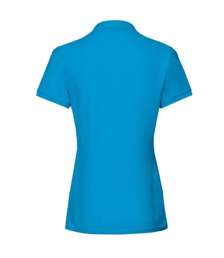 Womens/ladies Premium Plain Polo Shirt Azure Blue Fruit Of The Loom