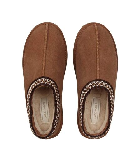 Womens/ladies Suede Flat Slippers Tan Jack Wills