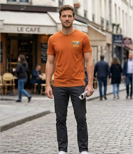 AXXANO AE1142O — Tee-shirt manches courtes avec poche poitrine pour un style casual