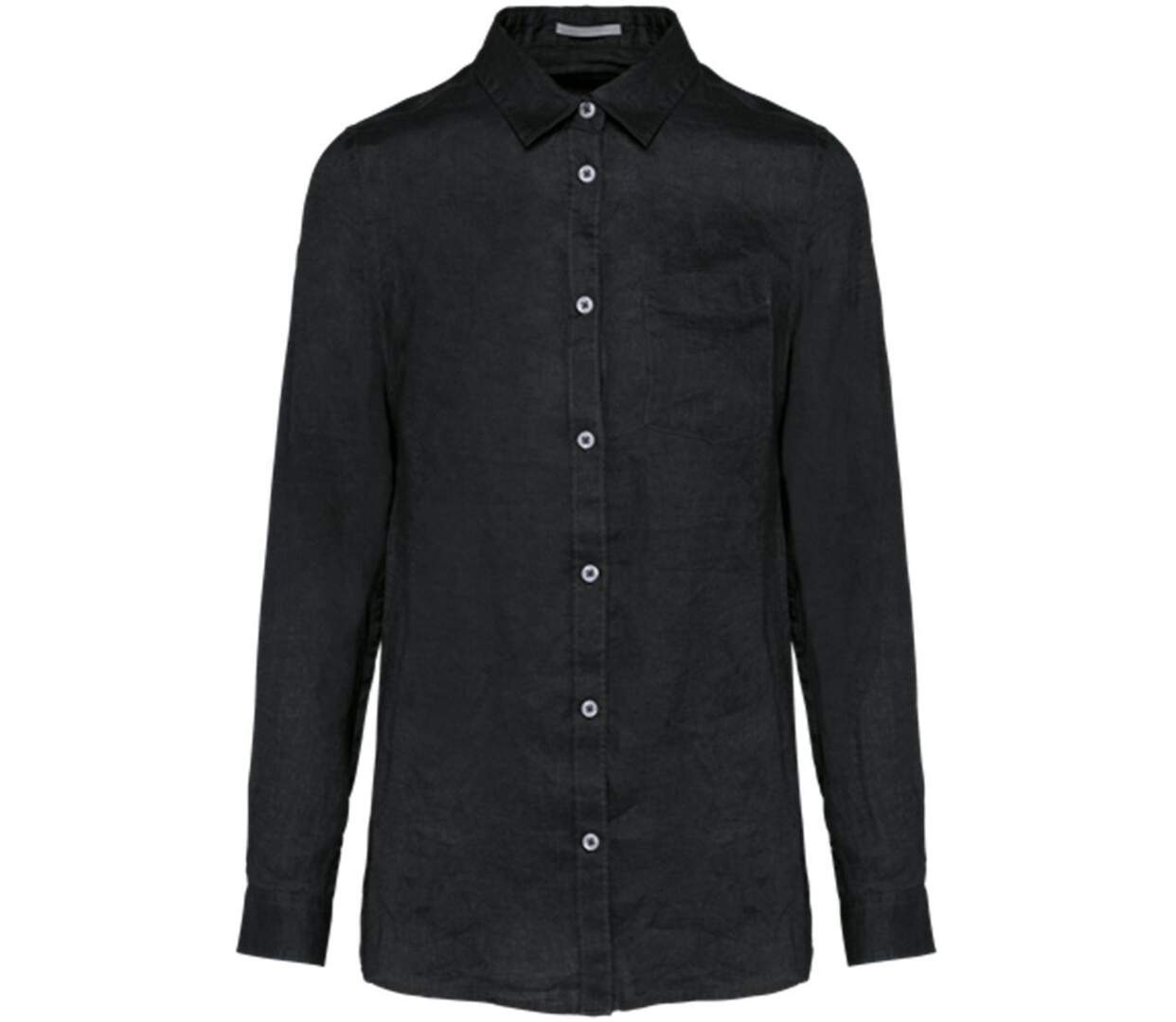 Chemise en lin - Femme - PATS505 - noir-1