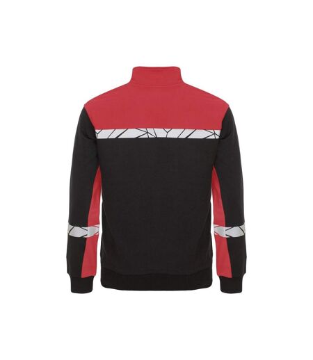 Mens Progression Hi-vis Full Zip Sweatshirt Black Red Projob