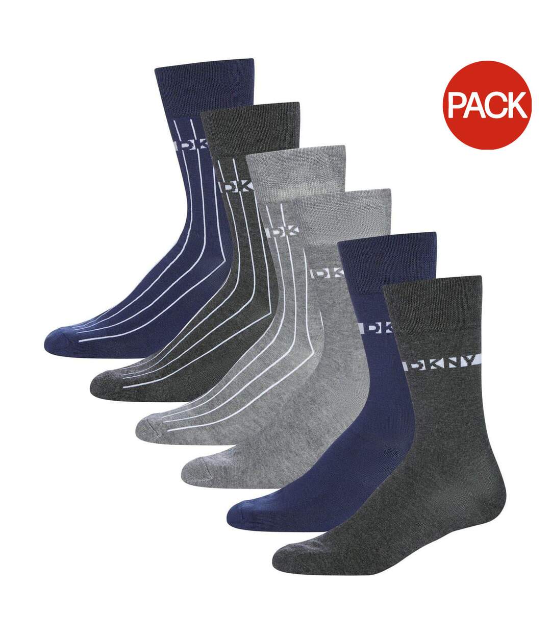 Lot De 6  Socquettes Homme Gris Bleu Marine Anthracite DKNY-1
