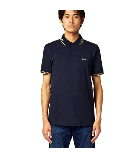 Polo Motif/style Rayures Contrastées Paul Homme Bleu Marine Jaune Or Boss