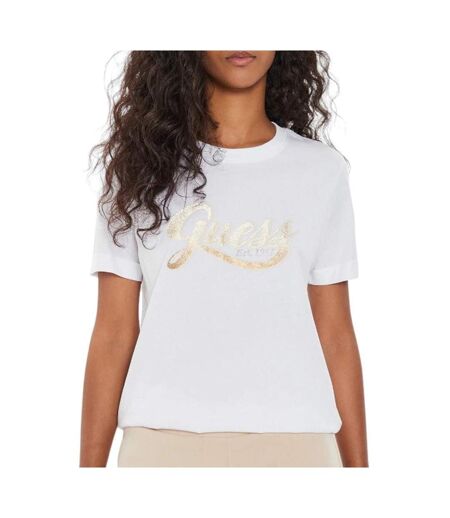 T-shirt Blanc Femme Guess Glittery - S