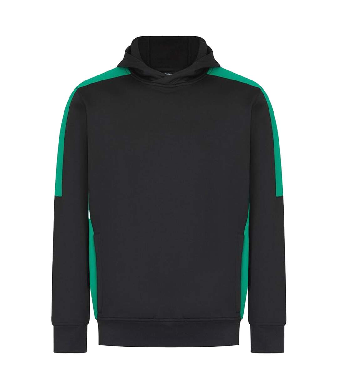 Unisex adult team contrast panel hoodie black/emerald Finden & Hales-1