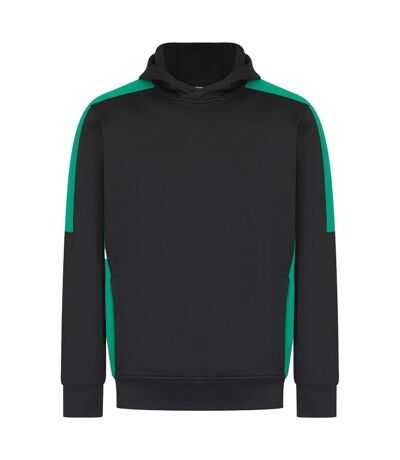 Unisex adult team contrast panel hoodie black/emerald Finden & Hales