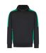 Unisex adult team contrast panel hoodie black/emerald Finden & Hales-1