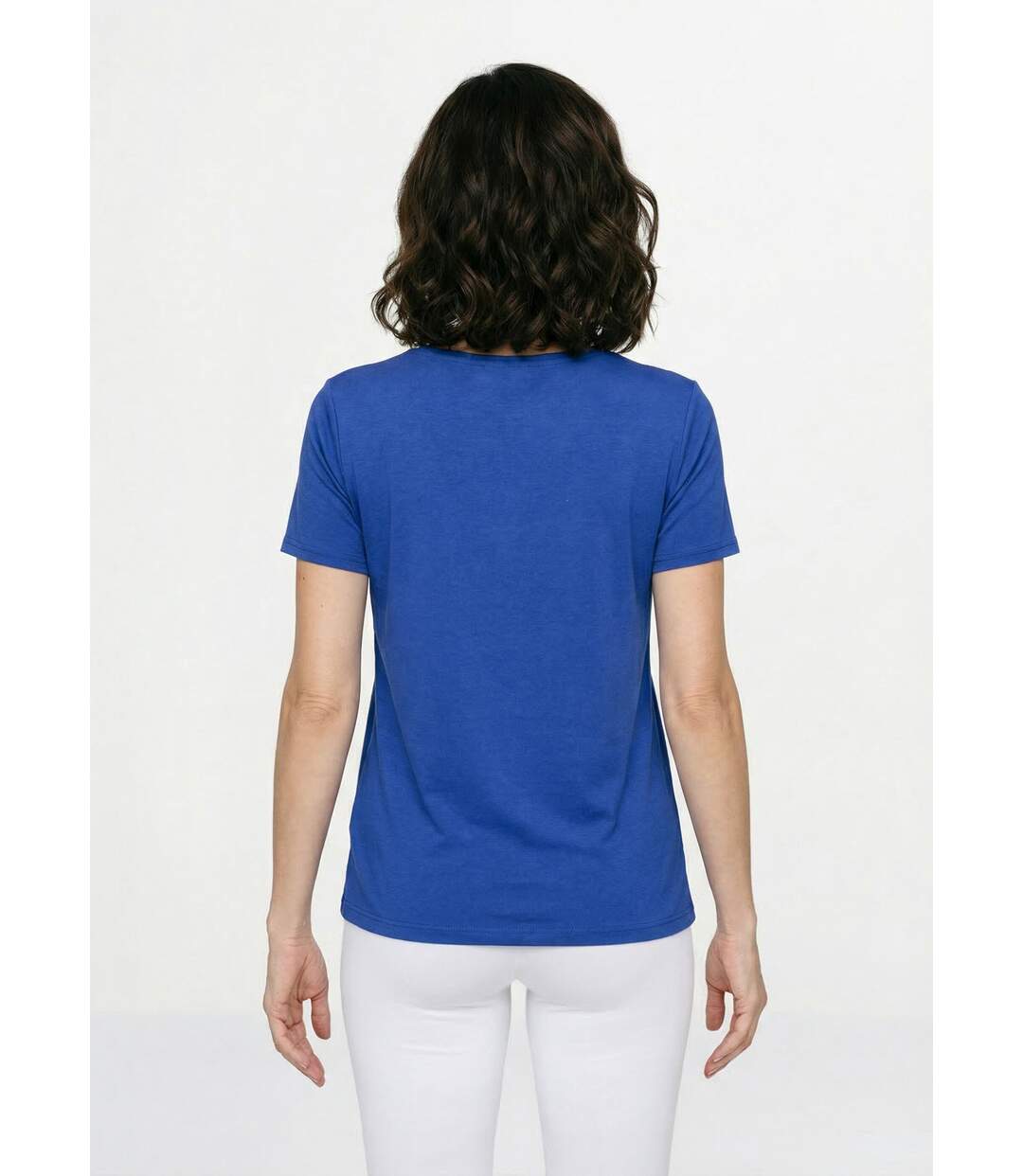 T-shirt long évasé col carré effet brodé-2