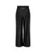 Womens/ladies Faux Leather Wide Leg Palazzo Trousers Black Only-2