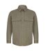 Mens Cotton Drill Overshirt Khaki Front Row-2
