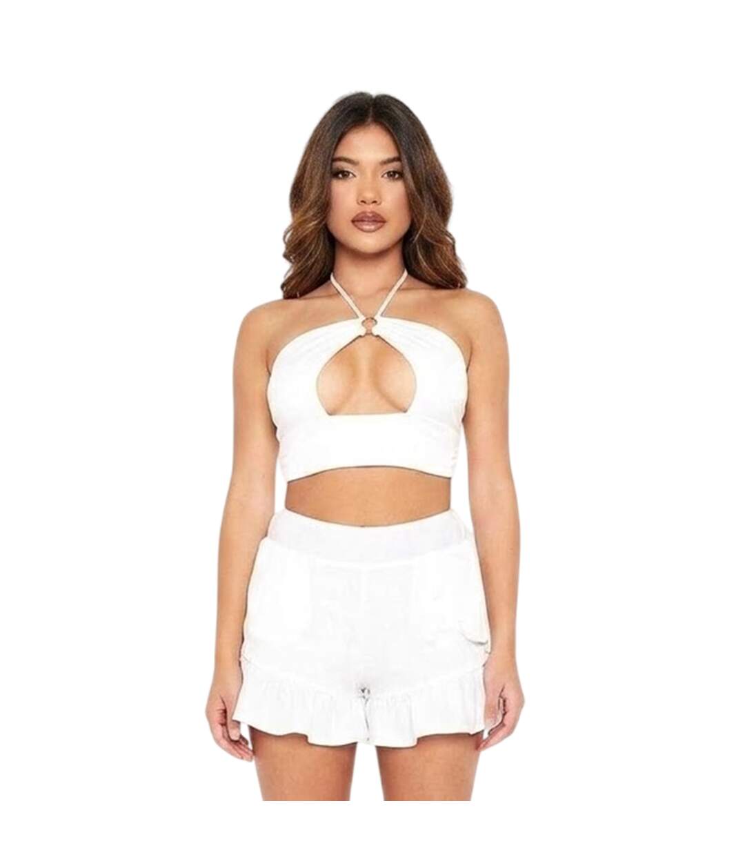 Haut Court Sans Manches Femme Blanc Missy Empire-1