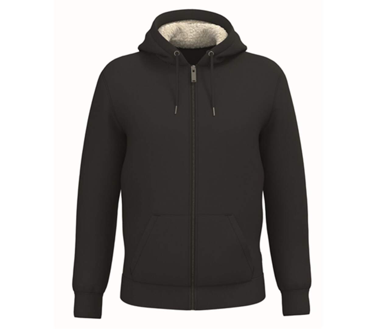 Sweat zippé doublé sherpa - Unisexe - PAT460 - noir-1
