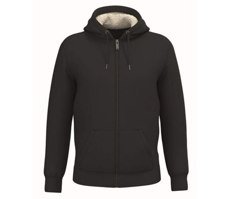 Sweat zippé doublé sherpa - Unisexe - PAT460 - noir