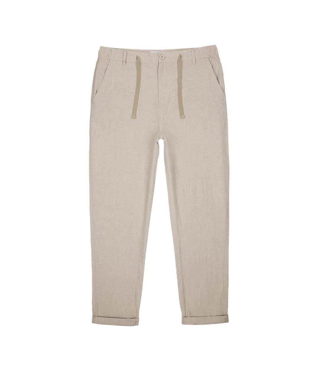 Pantalon fluide beige homme teddy smith linen - l-1