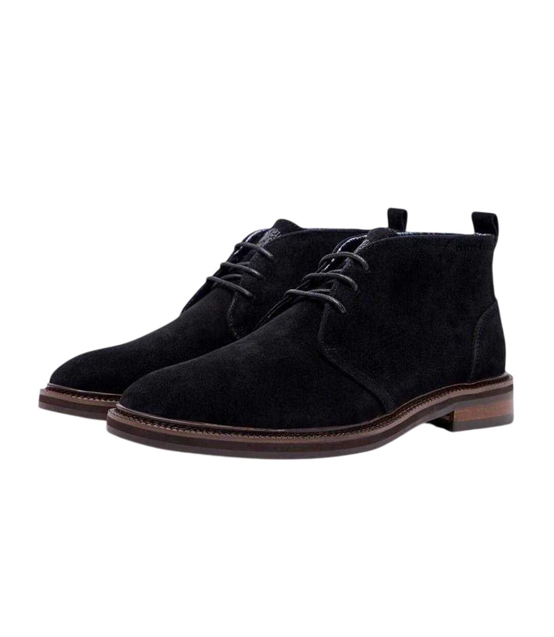 Mens Suede Flat Chukka Boots Black Pretty Green-3