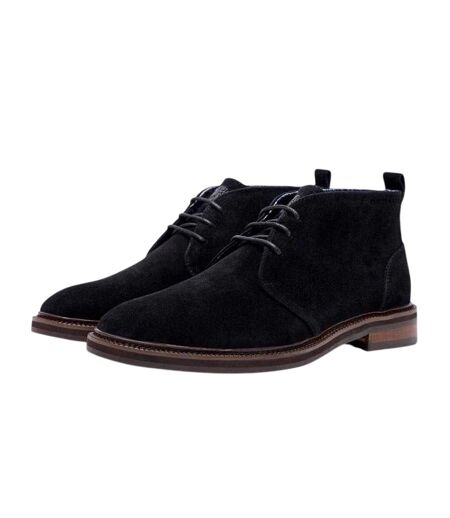 Mens Suede Flat Chukka Boots Black Pretty Green