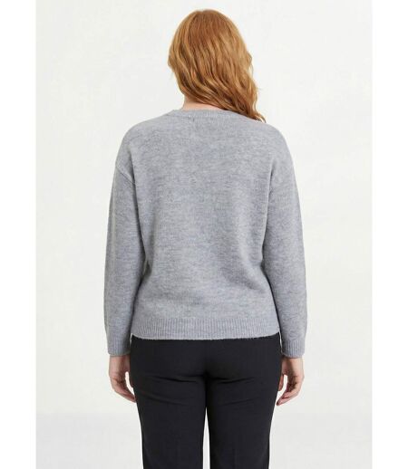 Pull doux col rond avec strass et sequins