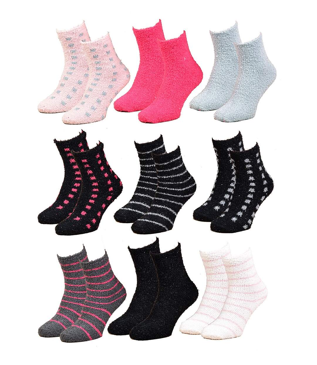 Chaussettes pour Femme Casa Socks Toucher Doux Pack de 9 CASA SOCKS Pois Lurex-1