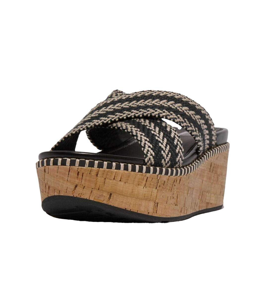 Womens/ladies Eloise Leather Wedge Sliders Black FitFlop-4