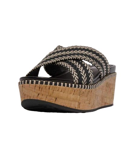Womens/ladies Eloise Leather Wedge Sliders Black FitFlop