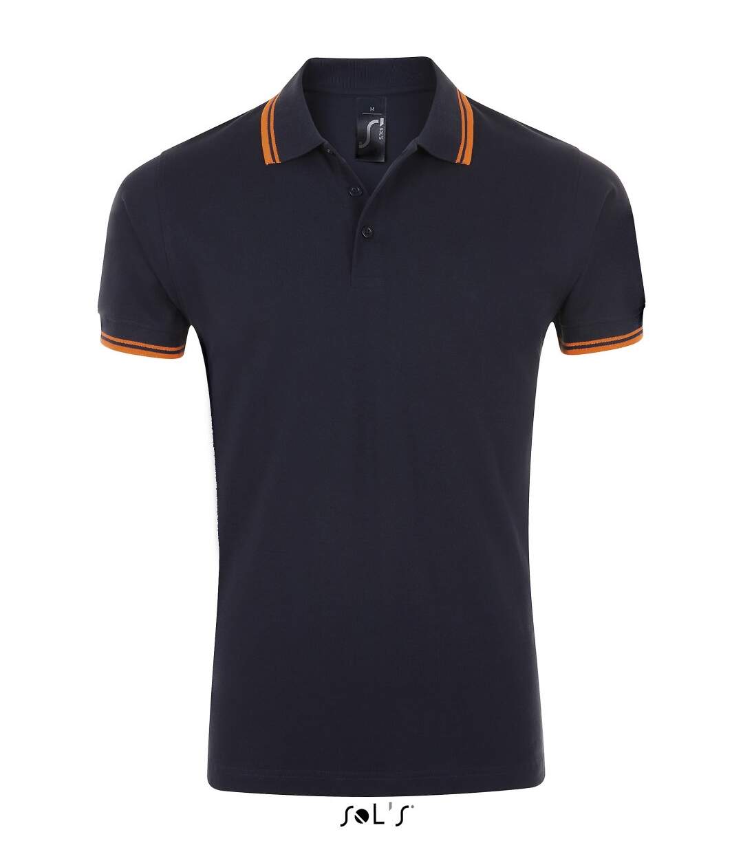 Polo homme coton - 00577 - bleu marine et bande orange-1