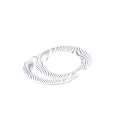 Lot de 6 Assiettes en Plastique Réutilisable Ava 23cm Blanc & Argent