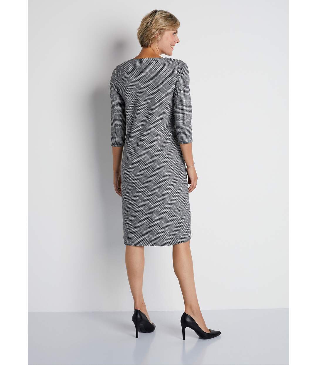 Robe courte droite jacquard carreaux-2