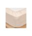 Drap Housse en Gaze de Coton Flora 160x200cm Beige Lin-1
