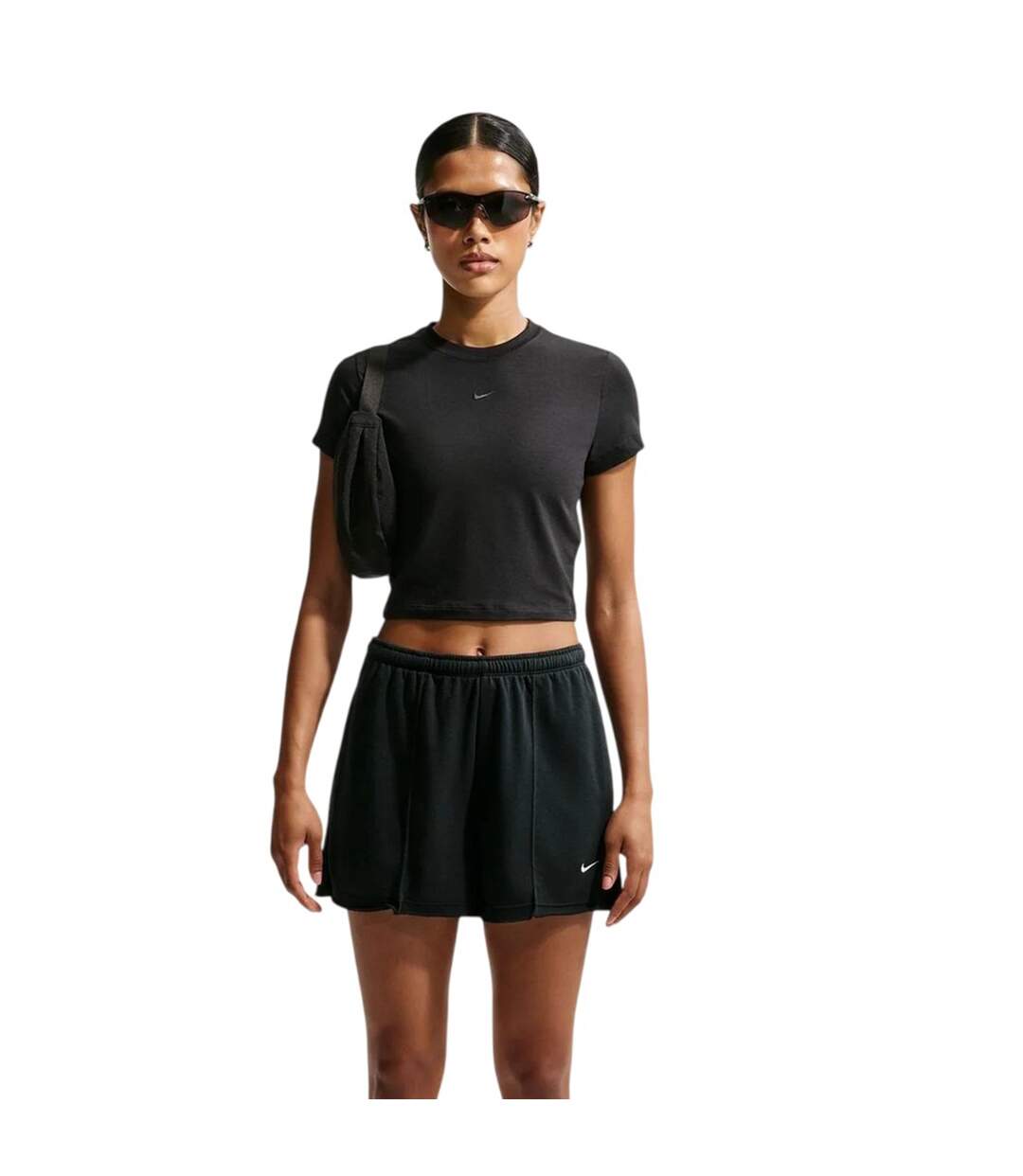Womens/ladies Chill Knitted Crop T-shirt Black Nike-2