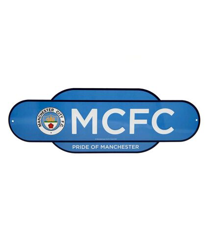 Manchester City FC Retro Hanging Sign (Sky Blue/White) (One Size)