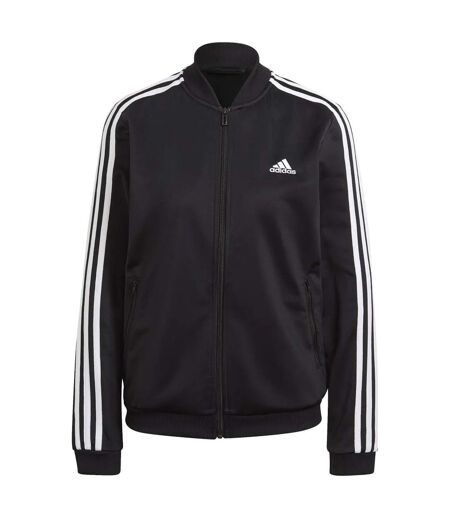 Womens/ladies Essentials Striped Tracksuit Black Adidas
