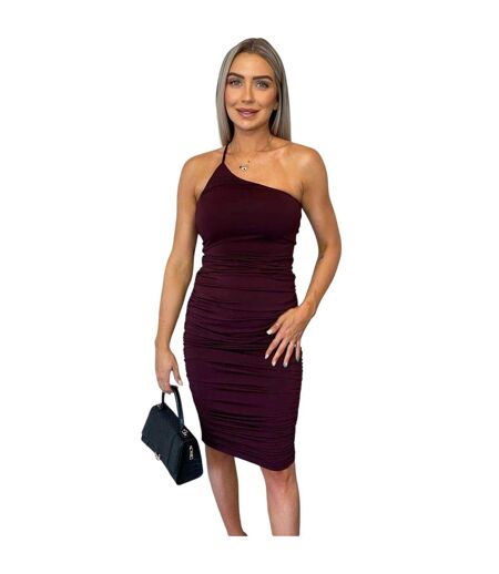 Robe Moulante 1 Épaule Femme Pourpre Ax