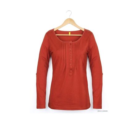 Tee-shirt MAYFLOWER NANNY2 orange sanguine à manches modulables : l'éclat du confort