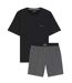Mens Printed Relaxed Fit T-shirt & Shorts Set Grey Black Boss-2