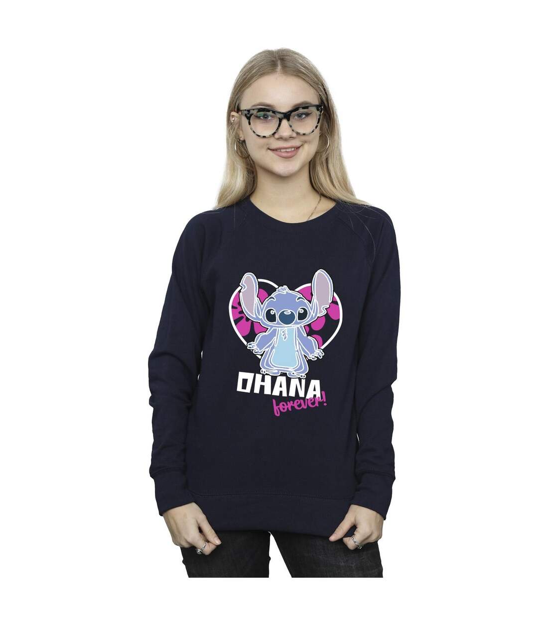 Disney - Sweat LILO AND STITCH OHANA FOREVER HEART - Femme (Bleu marine) - UTBI22802-2