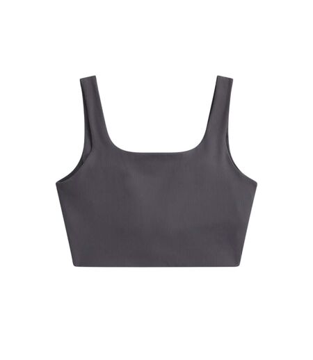 Womens/ladies Laurel Cropped Tank Top Charcoal Animal