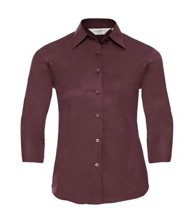 Russell Collection Womens/Ladies Easy-Care Fitted 3/4 Sleeve Shirt (Port) - UTRW9492