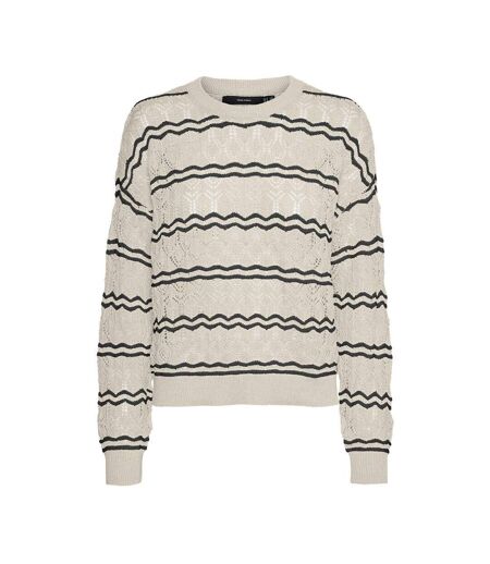 Pull beige/noir femme vero moda bella - l