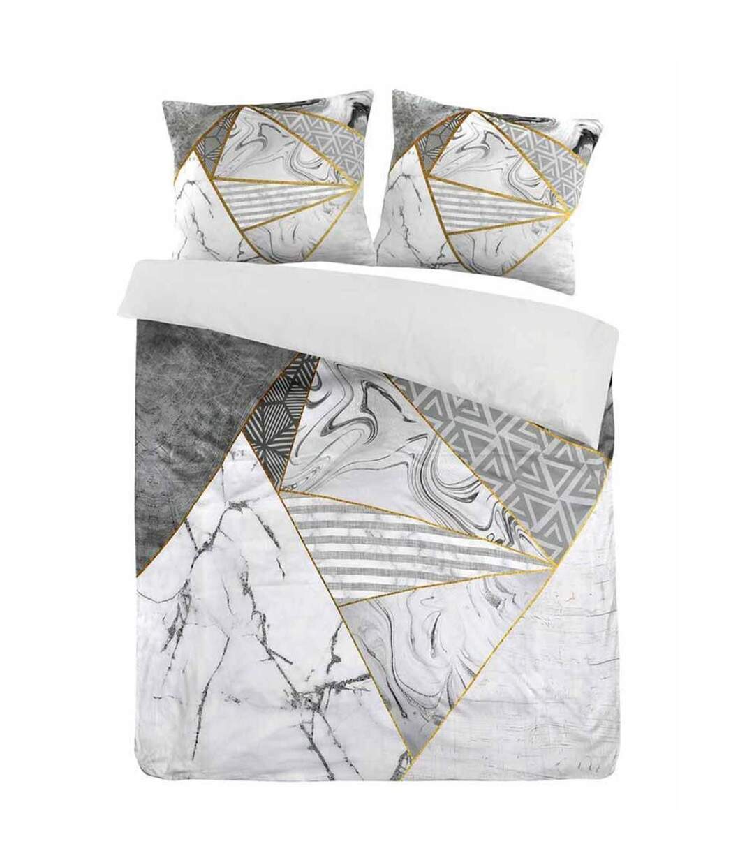 Parure de Lit 3 Pièces Bavaria 240x220cm Gris & Or-1