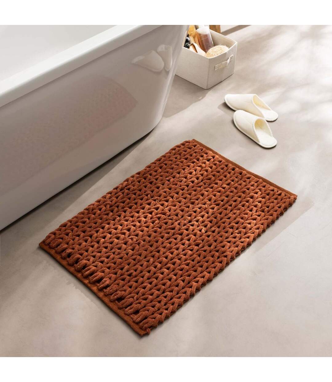 Tapis de Bain en Chenille Ariel 50x80cm Terracotta-5