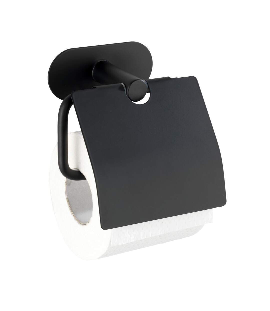 Dérouleur papier WC avec couvercle Orea en acier inox - Noir-1